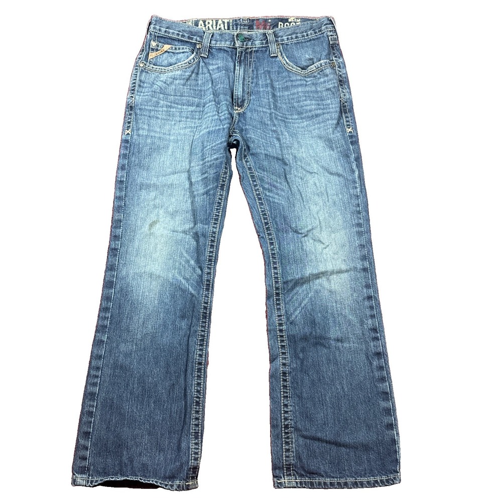 ARIAT M6 Slim Boot Jeans Mens 36x32 Blue Thick Durable Jeans Workwear Western